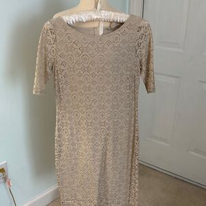 Banana Republic Beige Lace Midi Dress